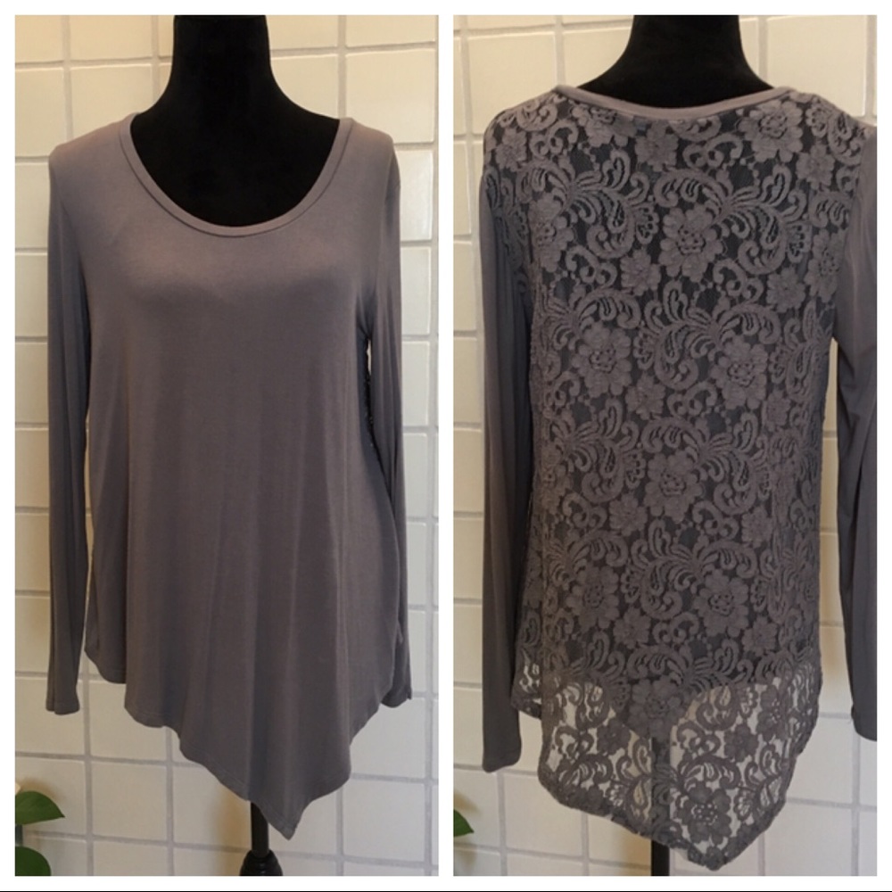 Silvery Gray 2 Piece Lace Back Top